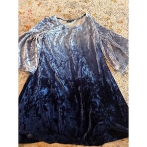 My Michelle Girls Blue Ombre Crushed Velvet Puff Sleeve Party Dress Size 10